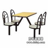 B017鍍鉻支架四人整體靠背玻璃鋼餐桌椅