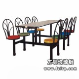 B030八人靠背整體玻璃鋼餐桌椅