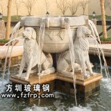 HP182玻璃鋼裝飾砂巖噴泉花盆定做 仿真動物造型噴泉雕塑廠家