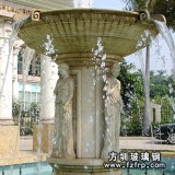 HP180大型廣場噴泉花盆生產定做 玻璃鋼仿砂巖人物噴泉雕塑廠家