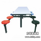B056無靠背八人整體塑料餐桌椅