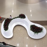 商場休閑椅帶花盆玻璃鋼工藝品