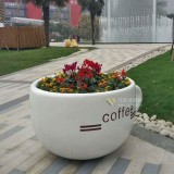 玻璃鋼咖啡杯花盆景觀綠化陜西西安高新區廣場