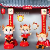 新春玻璃鋼卡通生肖牛雕塑