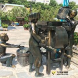 玻璃鋼農耕主題仿銅雕塑