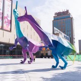 城市廣場大型玻璃鋼切面恐龍雕塑