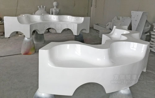 波浪造型玻璃鋼休閑椅工廠生產圖
