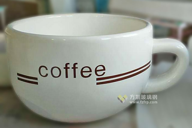 陜西西安高新區廣場景觀綠化玻璃鋼咖啡杯花盆工廠成品圖