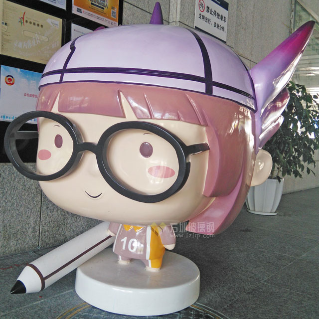 廣東玻璃鋼卡通女孩學習形象雕塑提升文化氛圍