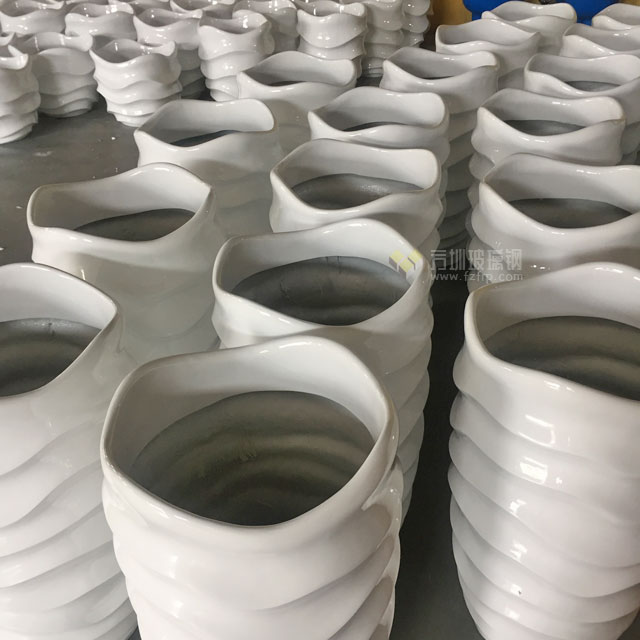 玻璃鋼波浪形組合花盆商場水波形創意景觀花盆現貨