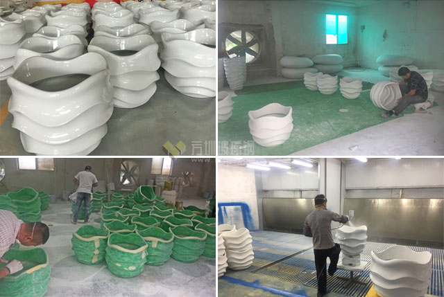 玻璃鋼波浪形組合花盆商場水波形創意景觀花盆現貨