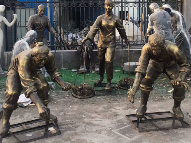 玻璃鋼農耕雕塑