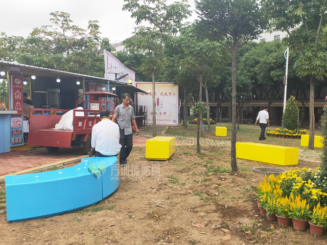 玻璃鋼藝術座椅提升中山小欖菊花園休憩環境景觀