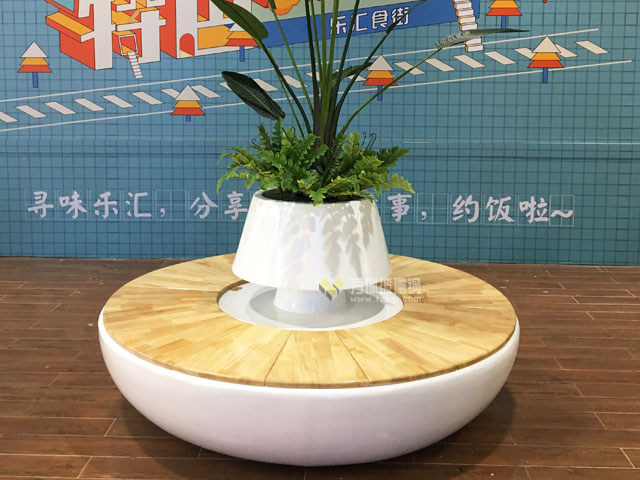 青海玻璃鋼景觀花池座椅結合防腐木詮釋家具經典