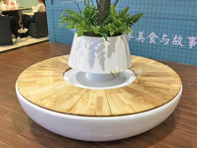 青海玻璃鋼景觀花池座椅結合防腐木詮釋家具經典