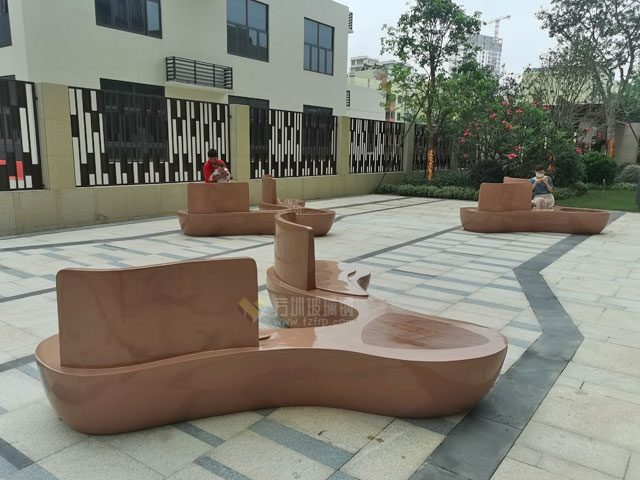 深圳小區玻璃鋼花瓣休閑椅戶外公共創意休息椅