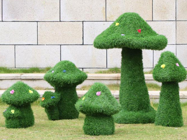 玻璃鋼植絨蘑菇園林雕塑