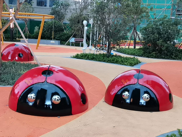 惠州兒童游樂園不銹鋼瓢蟲雕塑昆蟲景觀擺件