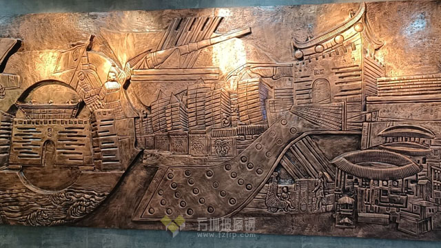 深圳檔案館展廳玻璃鋼海防圖浮雕文化墻再現紅色記憶